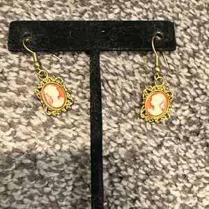 Vintage-Inspired Gold and Pink Cameo Earrings